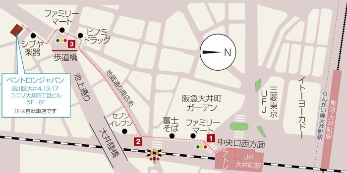 ペントロンジャパンへの地図