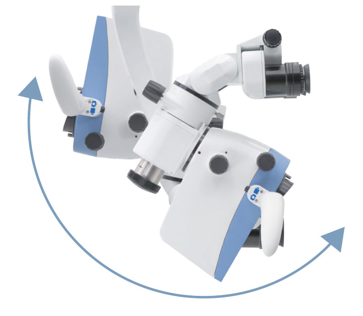 歯科用マイクロスコープ ブライトビジョン2000 前方・後方の広い回転領域